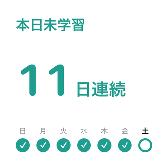 ウィジェット。11日連続、本日未学習